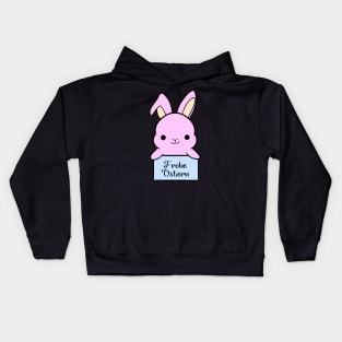 Pink chubby bunny wishes you a Happy Easter Kids Hoodie